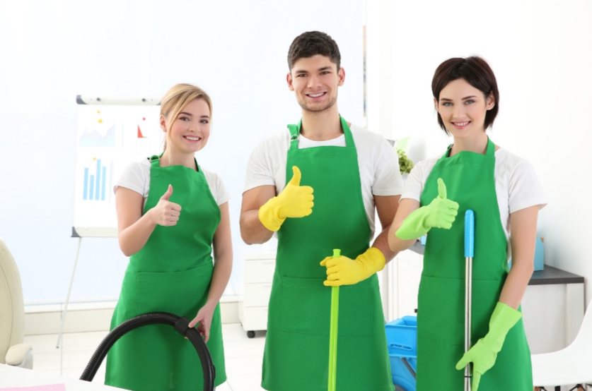 Image showing three members with cleaning products