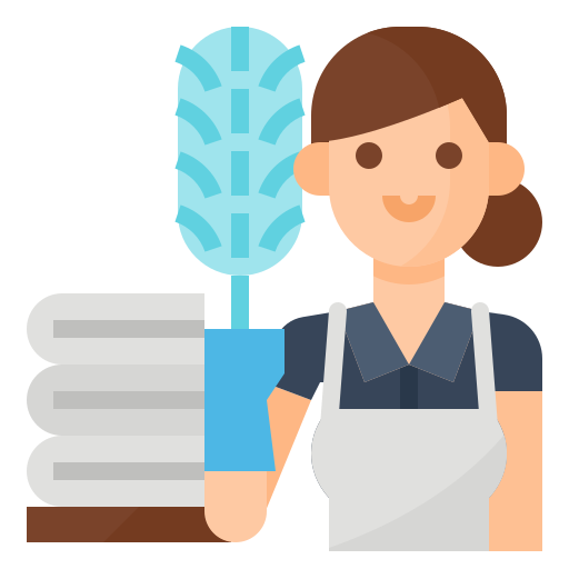 This is the clipart image of a maid with a broom in her hand